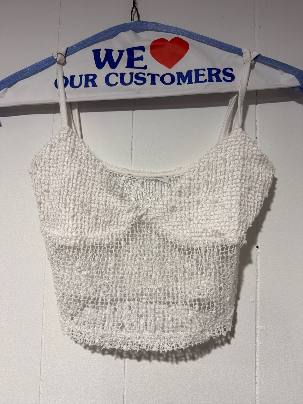 White Crochet Knit Cami Top - Brand